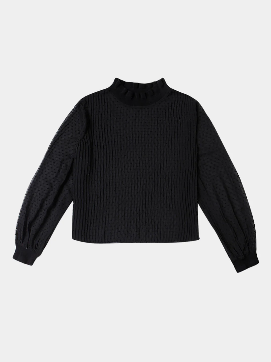 Black Dobby Pleated Top - Image 7