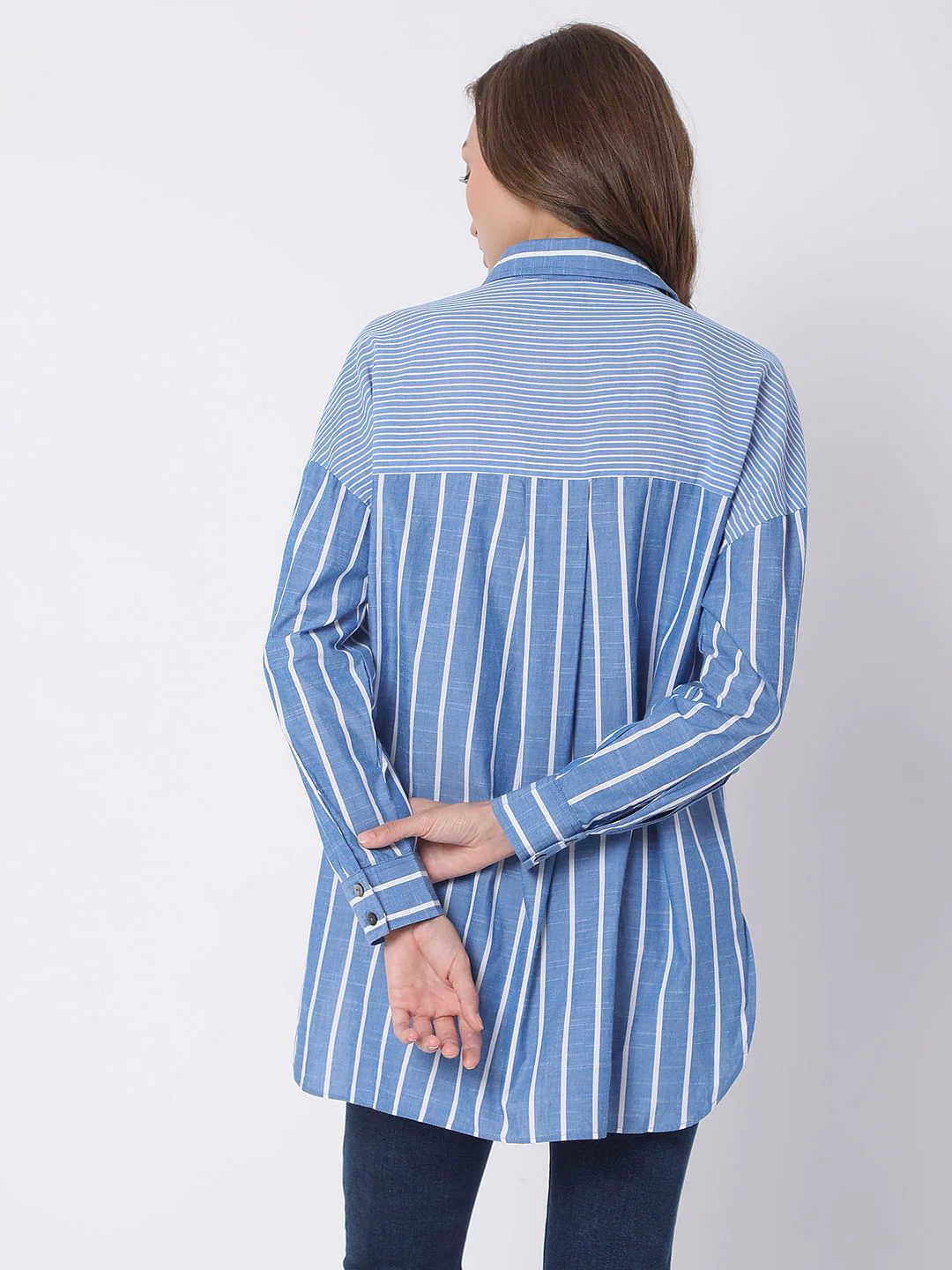 Blue Striped Hi-Low Shirt - Image 4