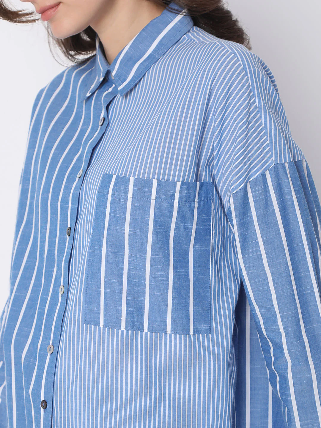 Blue Striped Hi-Low Shirt - Image 6