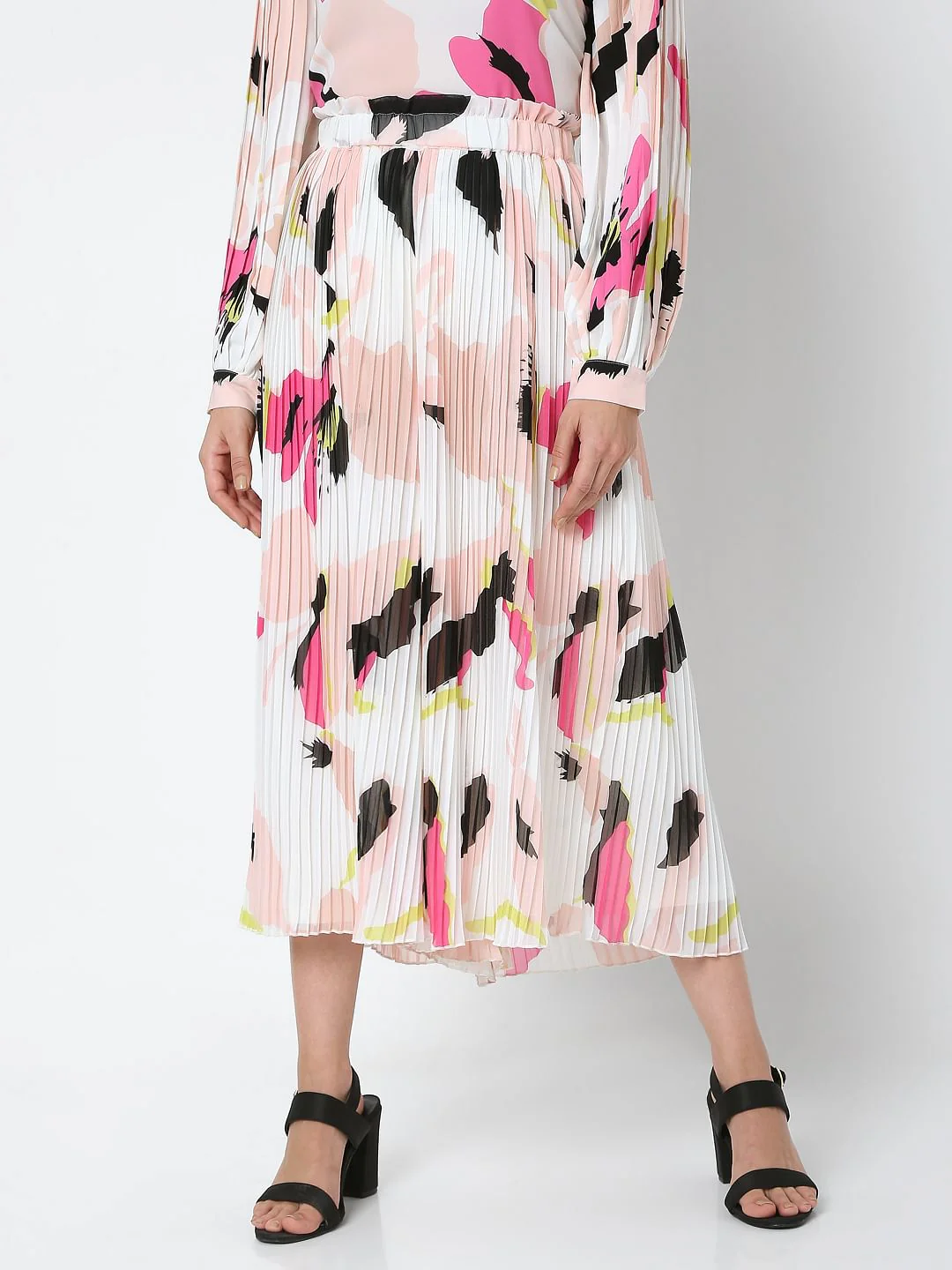 White High Rise Abstract Print Co-Ord Skirt - Image 2