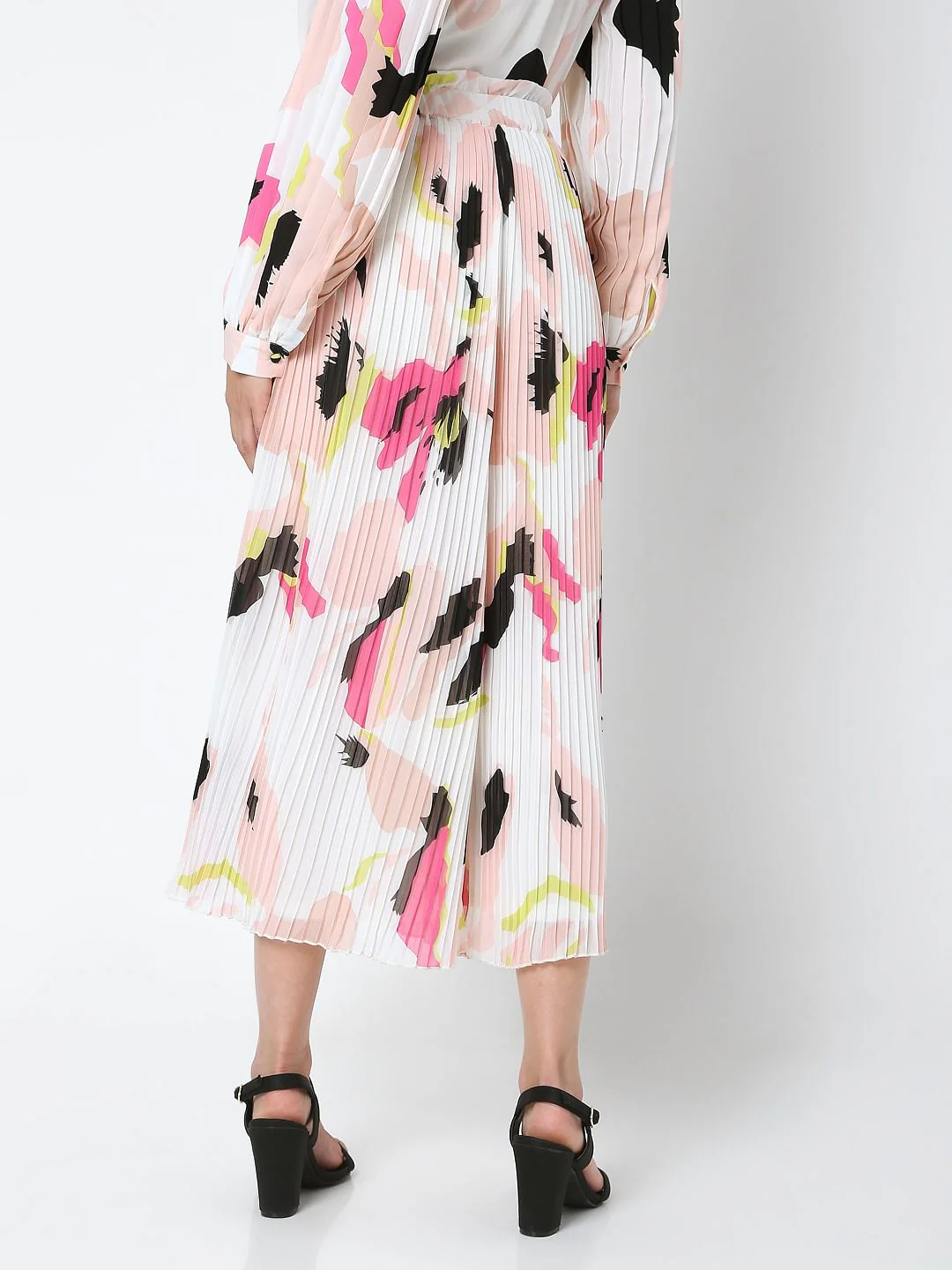 White High Rise Abstract Print Co-Ord Skirt - Image 4