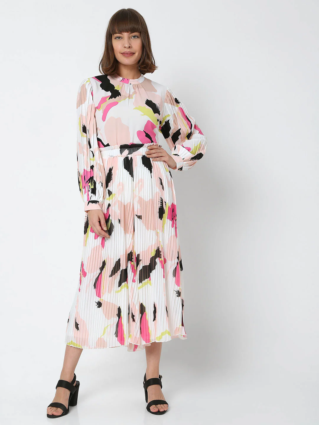 White High Rise Abstract Print Co-Ord Skirt - Image 6