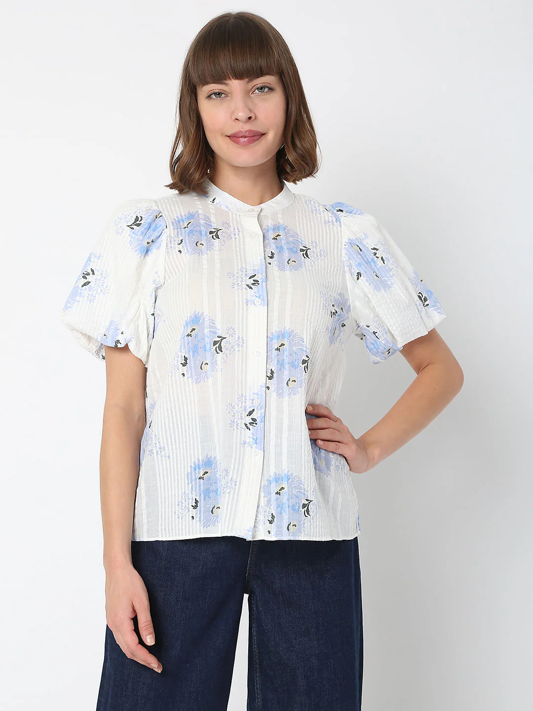 White Floral Print Shirt - Image 2