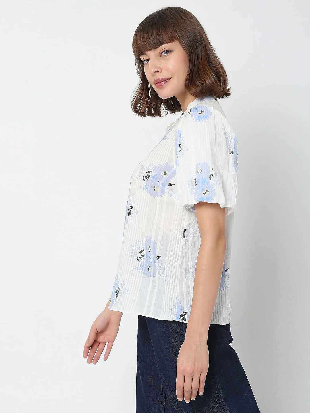 White Floral Print Shirt - Image 3