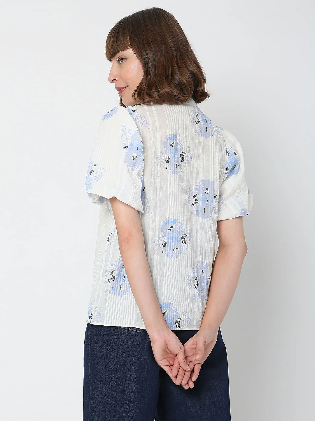 White Floral Print Shirt - Image 4