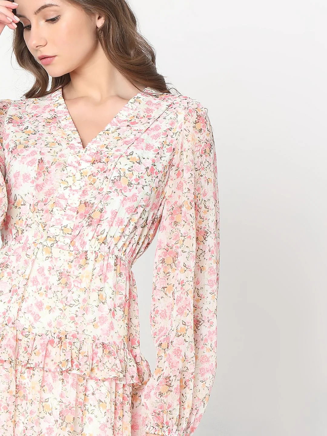 Pink Floral Print Midi Dress - Image 5