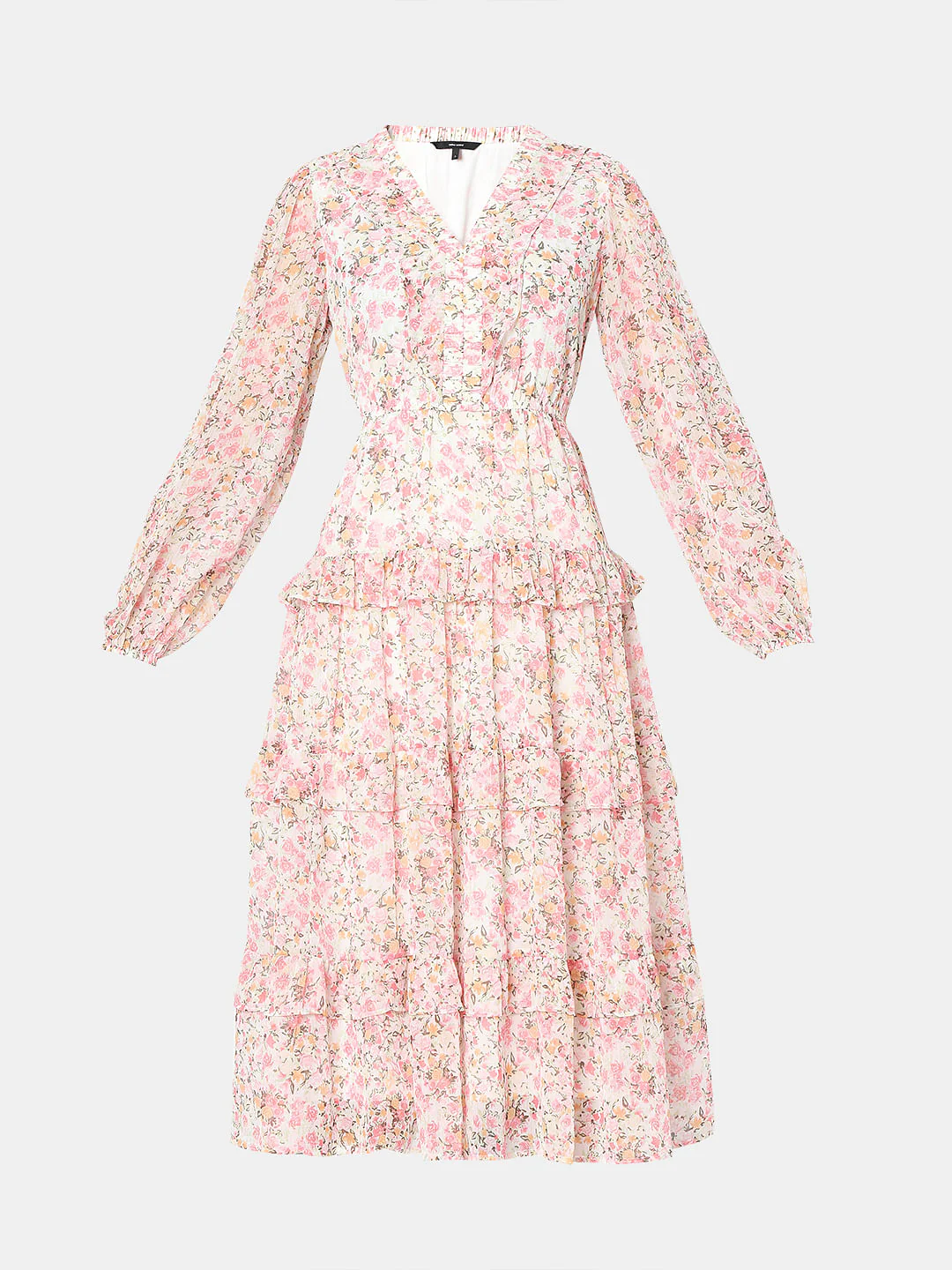 Pink Floral Print Midi Dress - Image 6