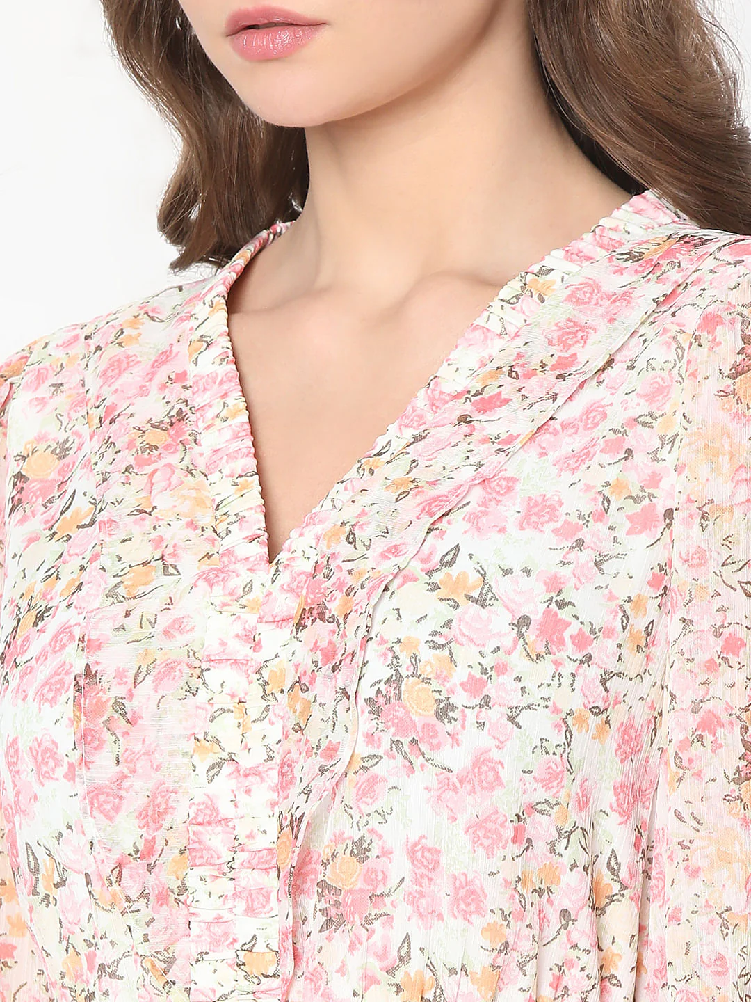 Pink Floral Print Midi Dress - Image 7
