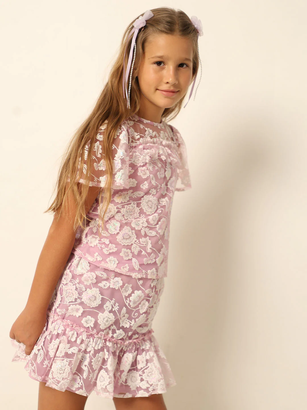 Purple Lace Co-Ord Set Top - Image 2