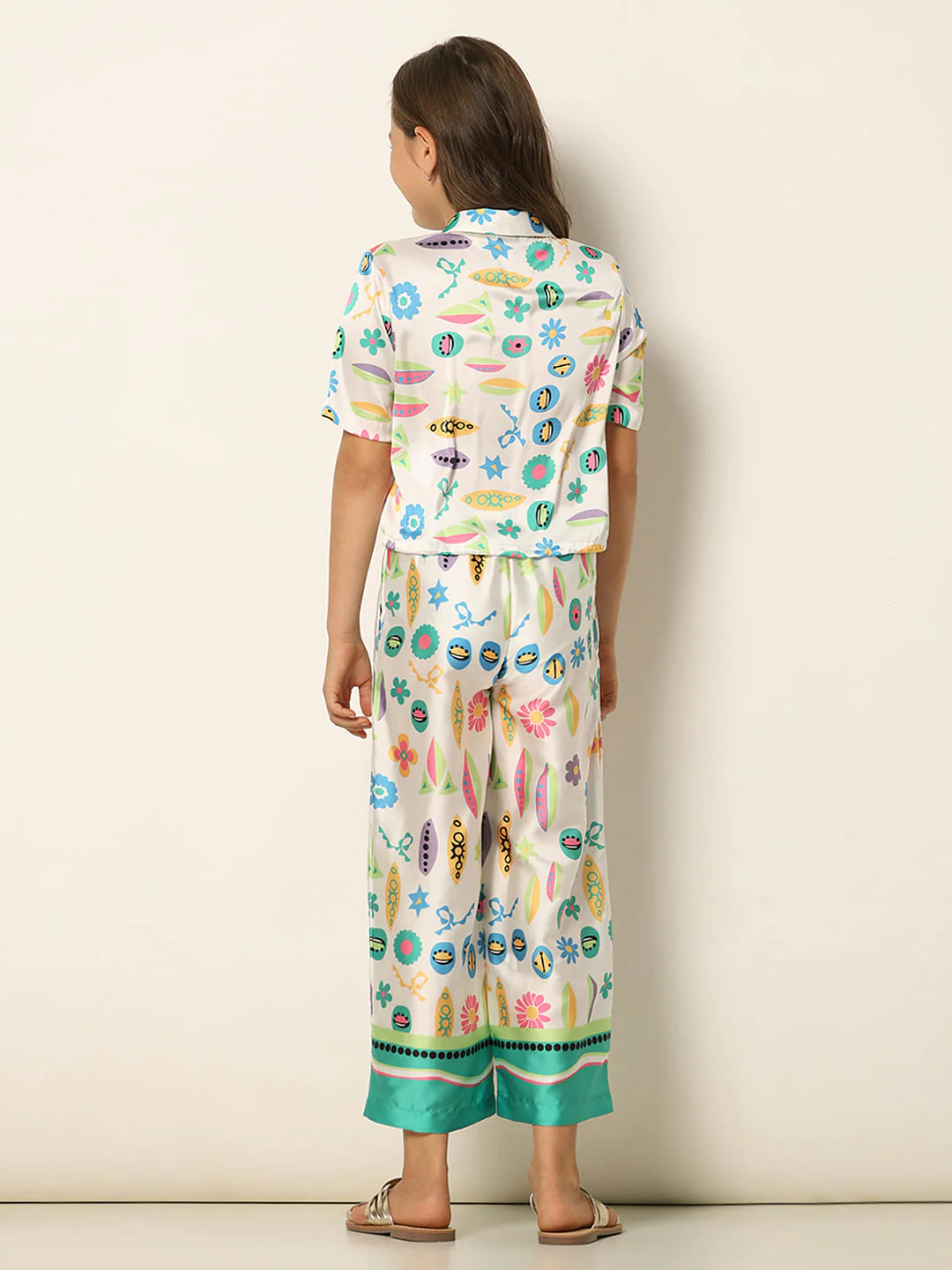 White Printed Co-Ord Set Shirt - Image 3