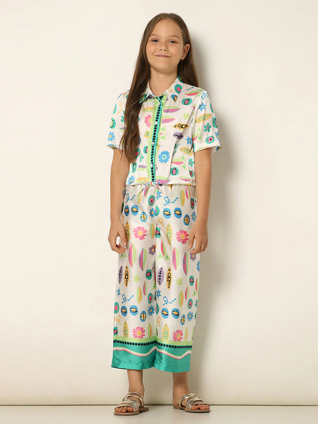 White Printed Co-Ord Set Shirt - Image 5