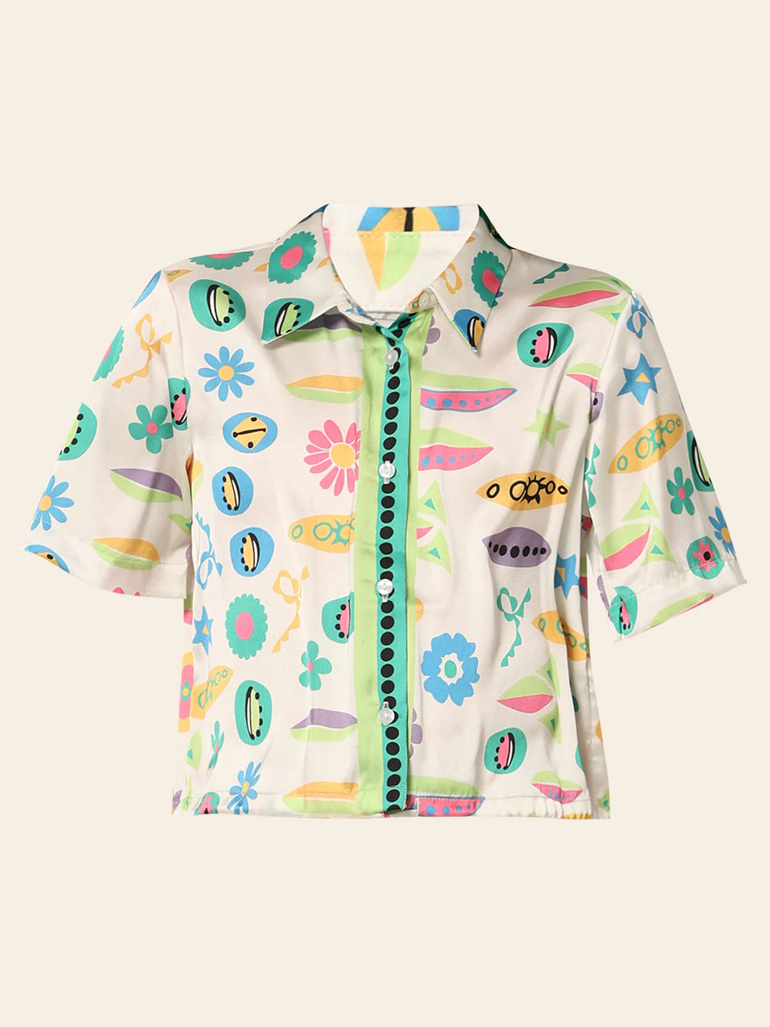 White Printed Co-Ord Set Shirt - Image 6