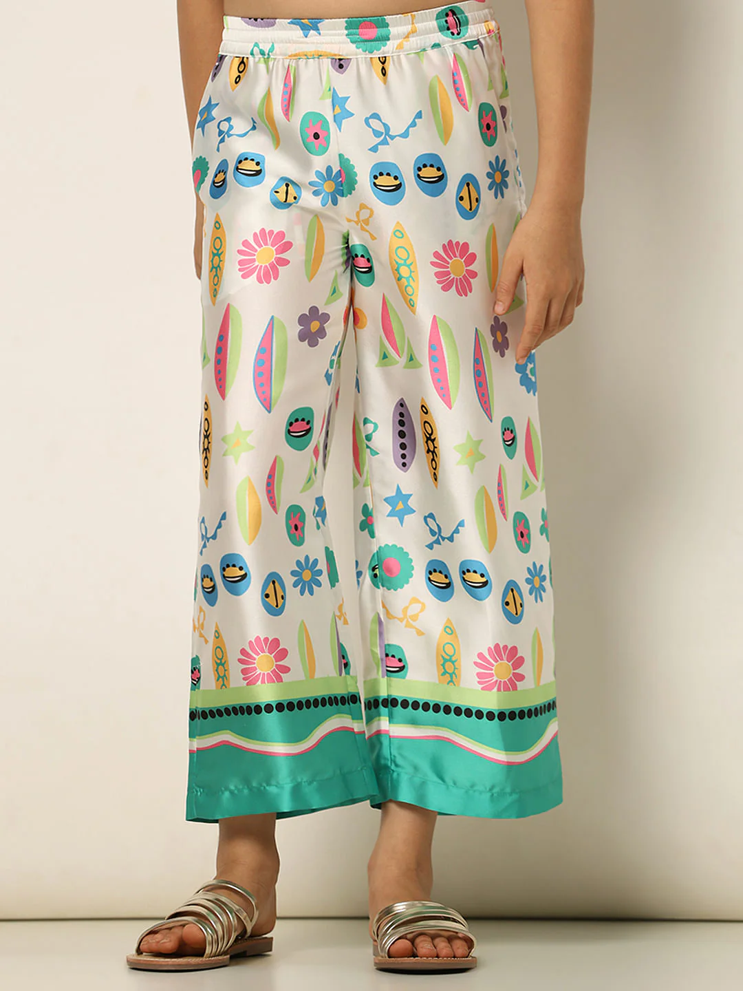 White Printed Co-Ord Set Pants - Image 2