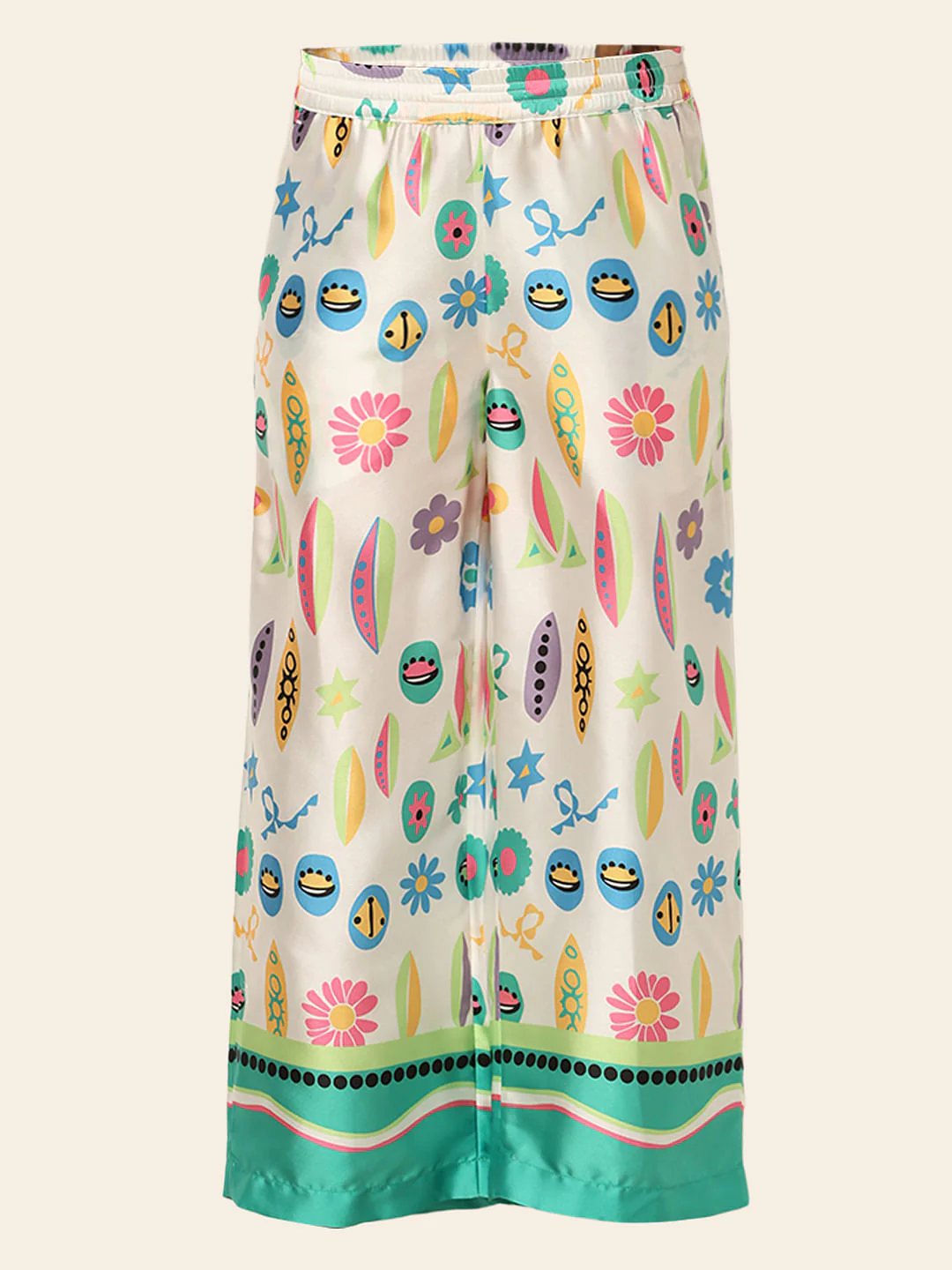 White Printed Co-Ord Set Pants - Image 5