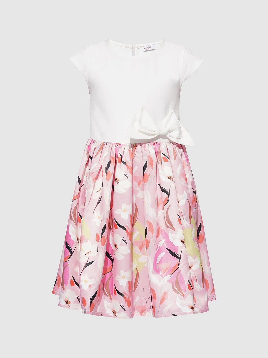 Girls White Printed Fit & Flare Dress - Image 6