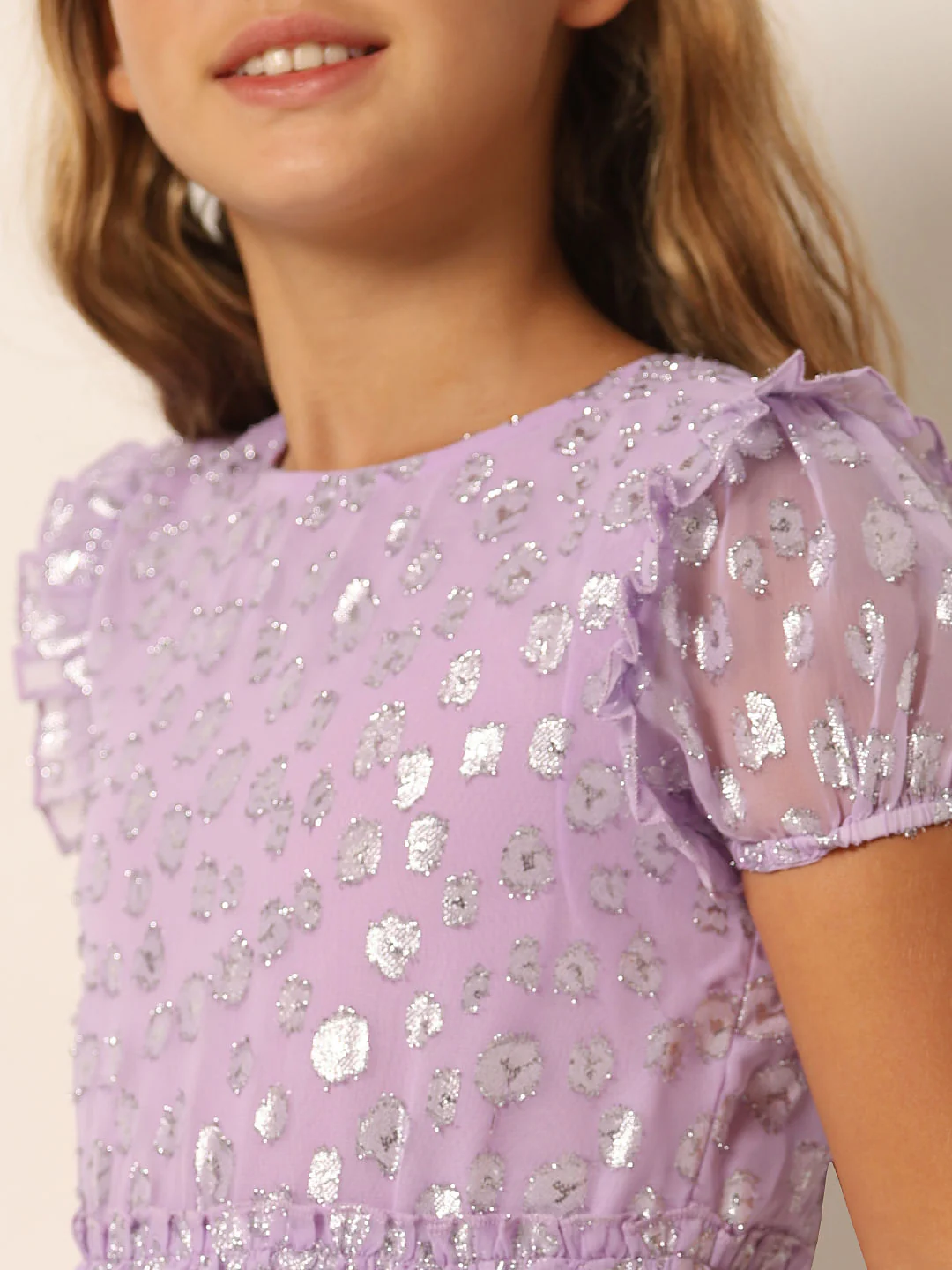 Purple Printed Tiered Dress - Image 4