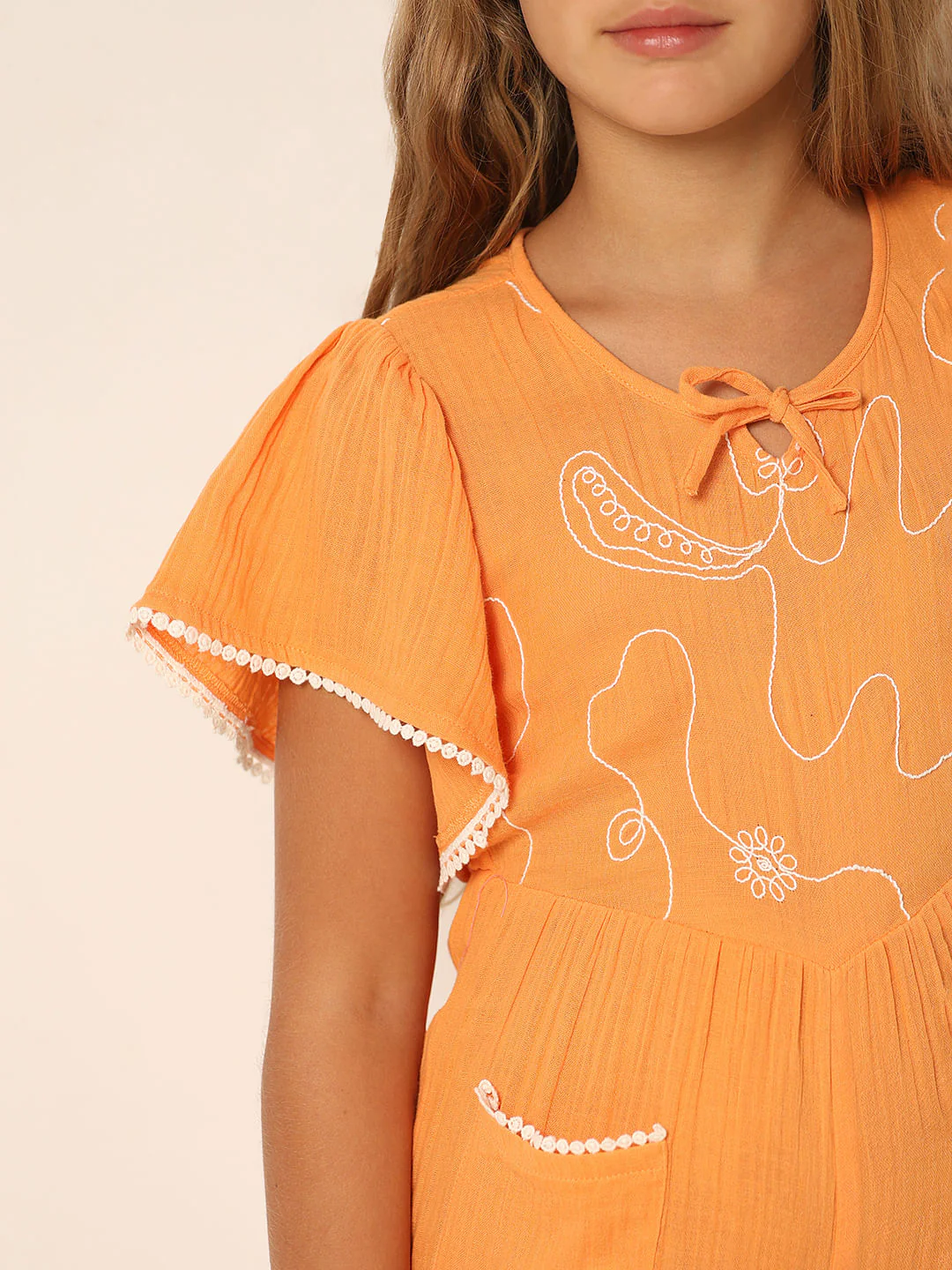 Orange Embroidered Playsuit - Image 4