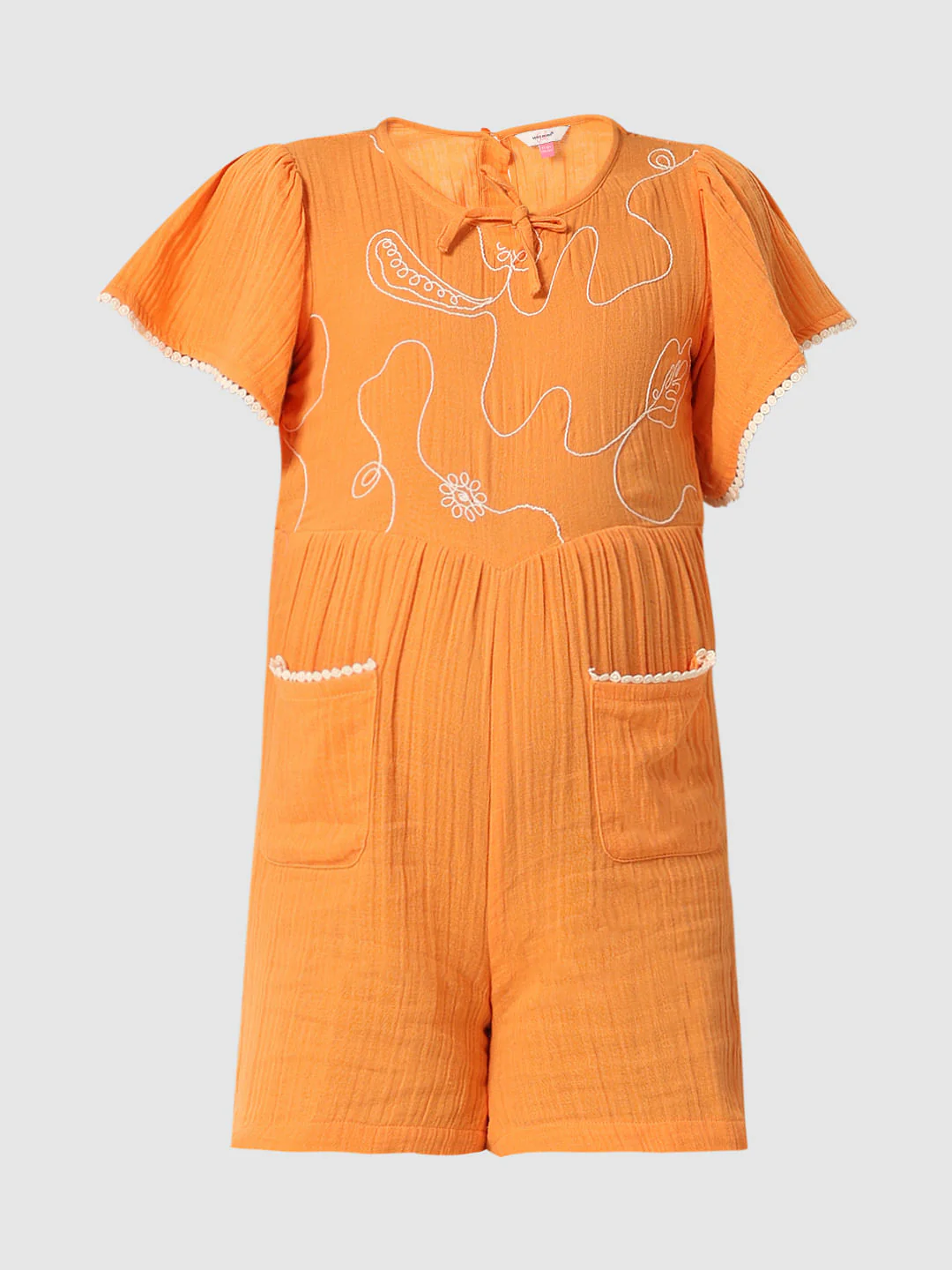 Orange Embroidered Playsuit - Image 6