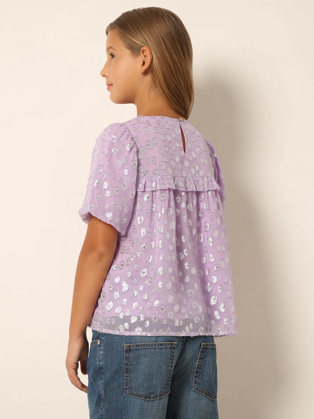 Purple Printed Flared Top - Image 3