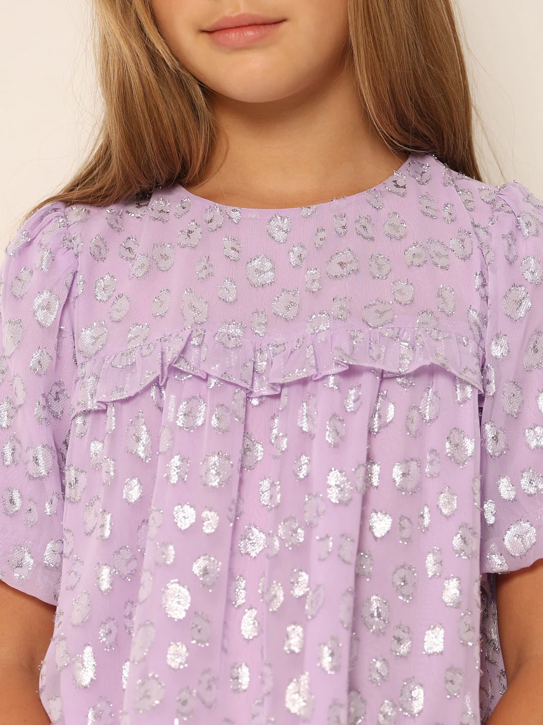 Purple Printed Flared Top - Image 4