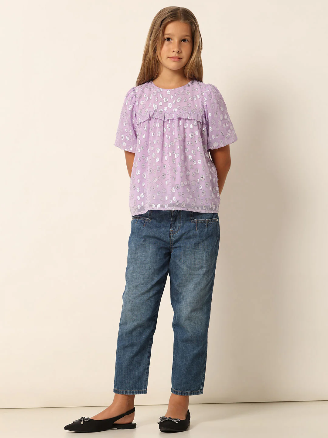 Purple Printed Flared Top - Image 5