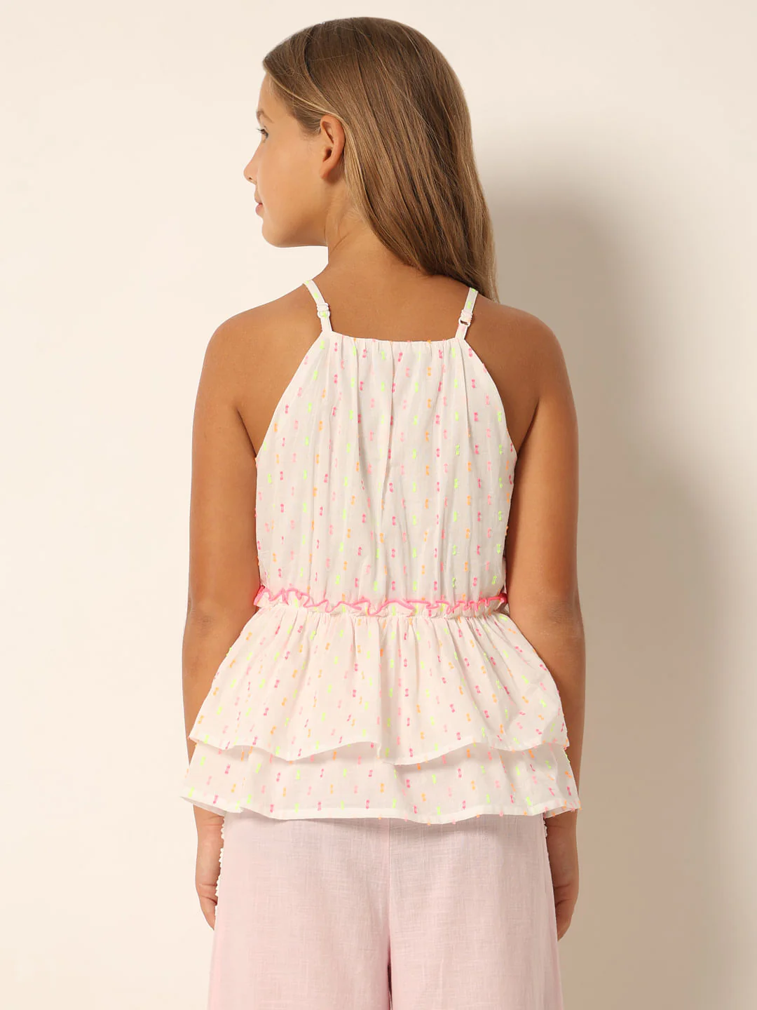 Light Pink Printed Fit & Flare Top - Image 3
