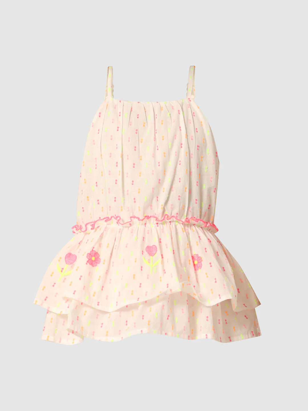 Light Pink Printed Fit & Flare Top - Image 6
