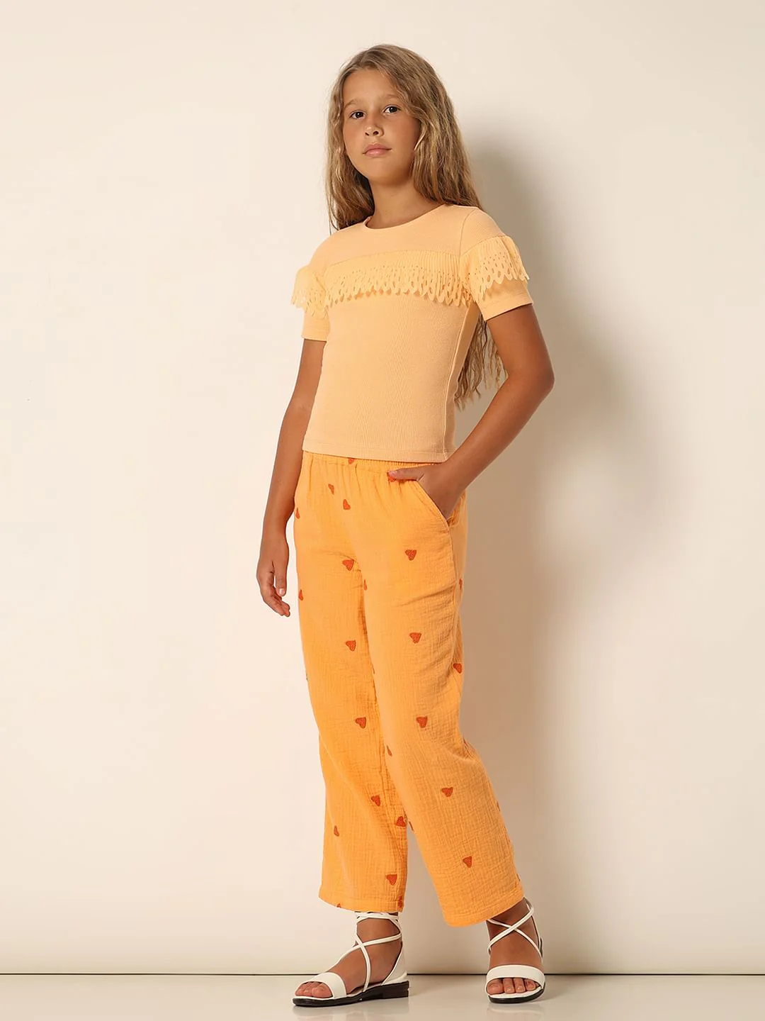 Peach Mesh Detail Ribbed Top - Image 5