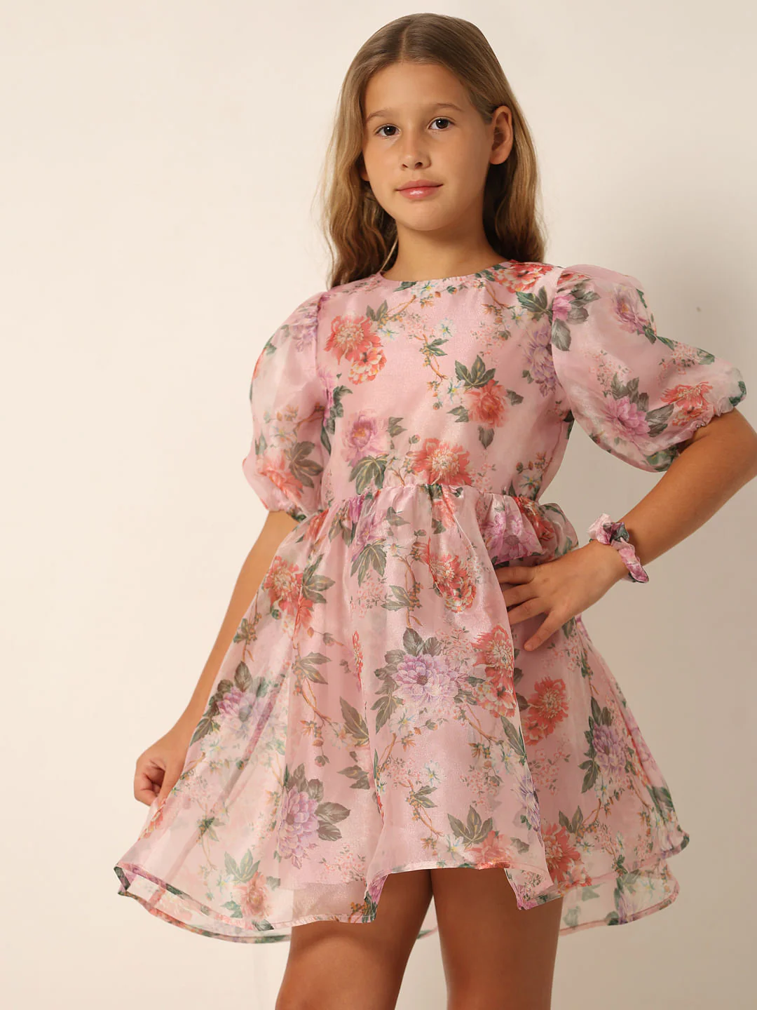 Lilac Floral Organza Dress - Image 2