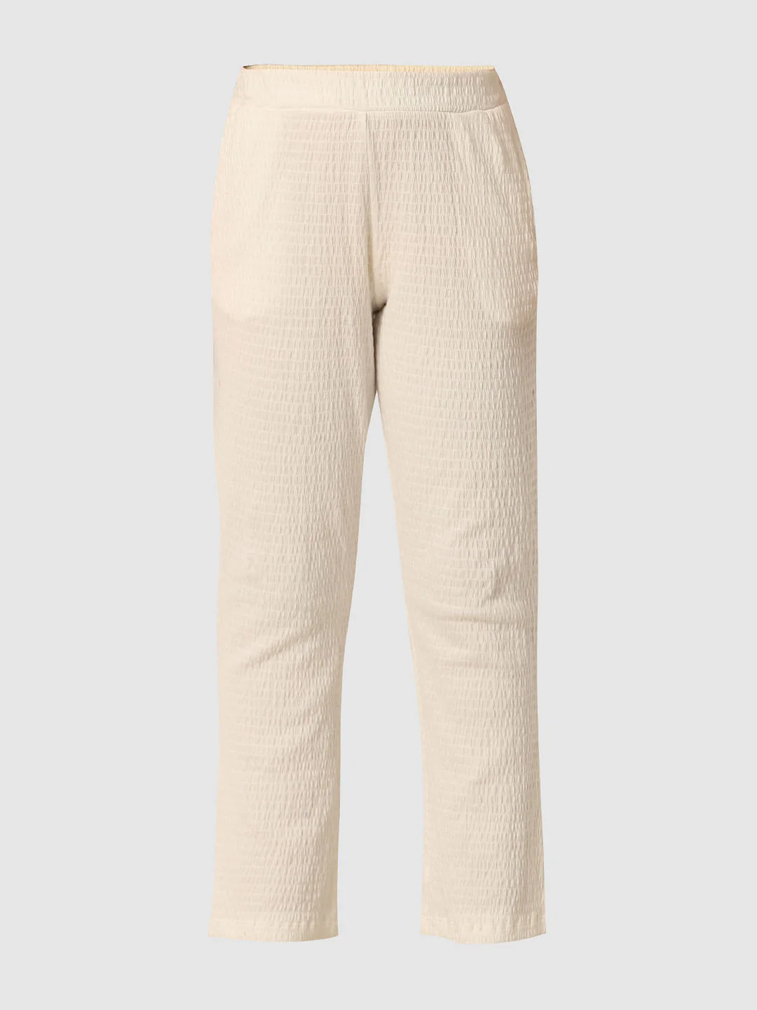 White Textured Bootcut Pants - Image 5