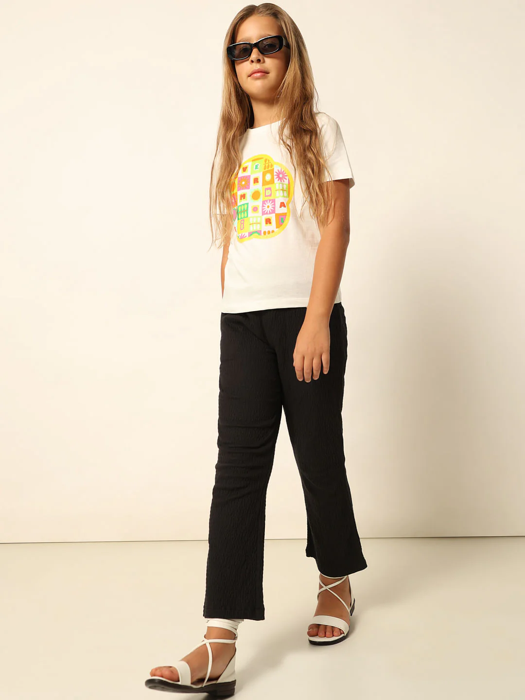 Black Textured Bootcut Pants
