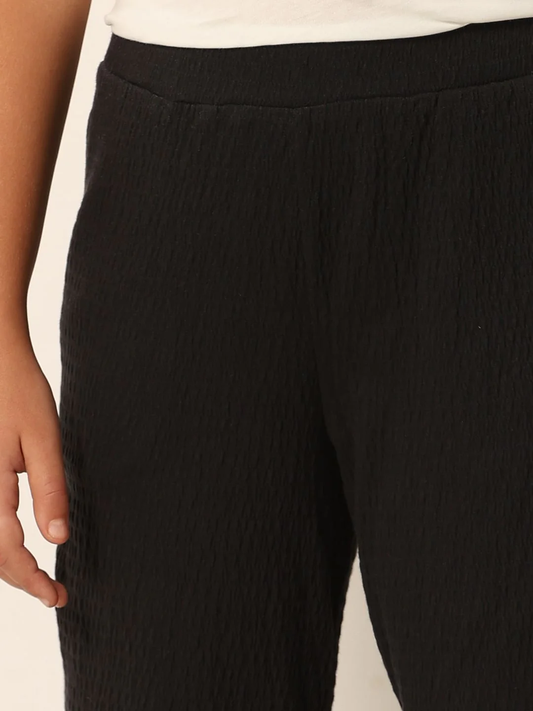 Black Textured Bootcut Pants - Image 4