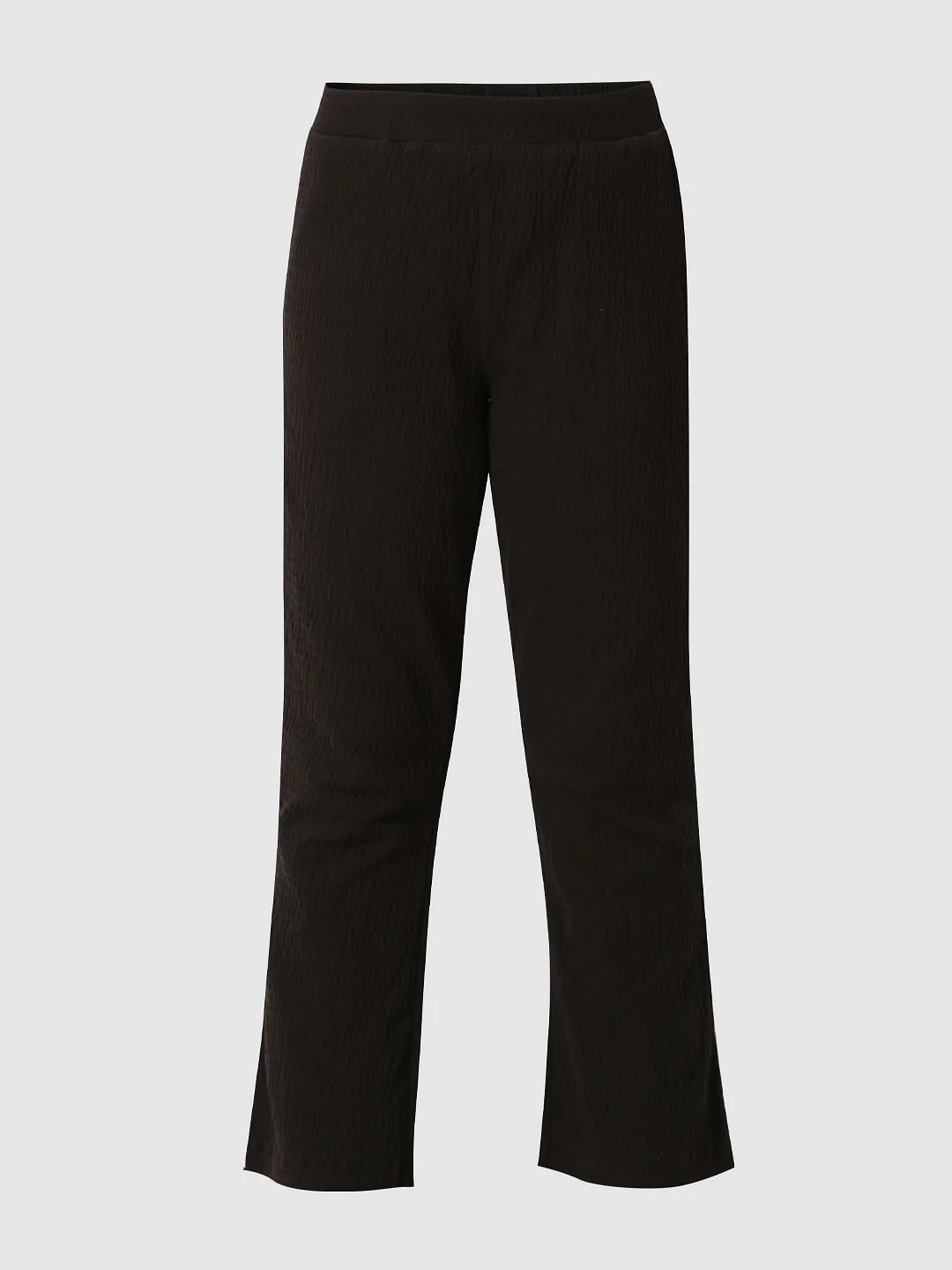 Black Textured Bootcut Pants - Image 5