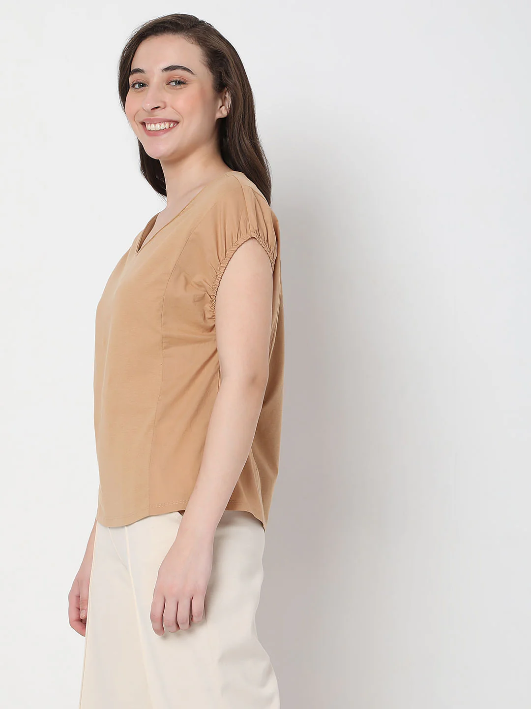 Tan V-Neck Top - Image 3