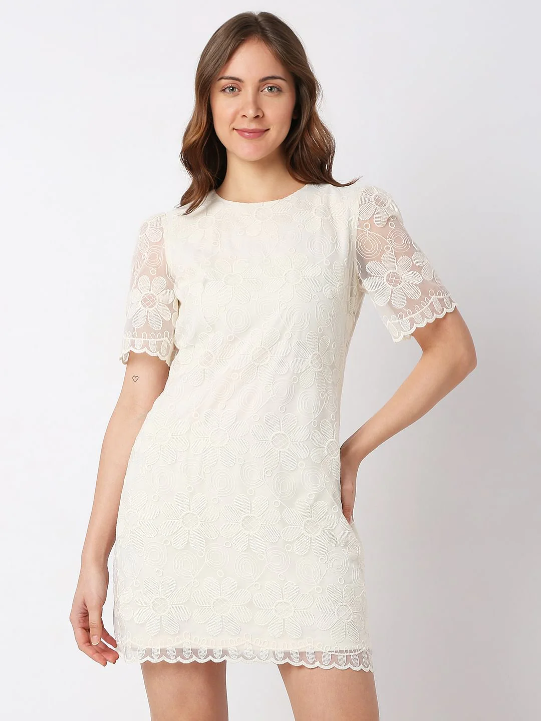 White Lace Mini Dress - Image 2