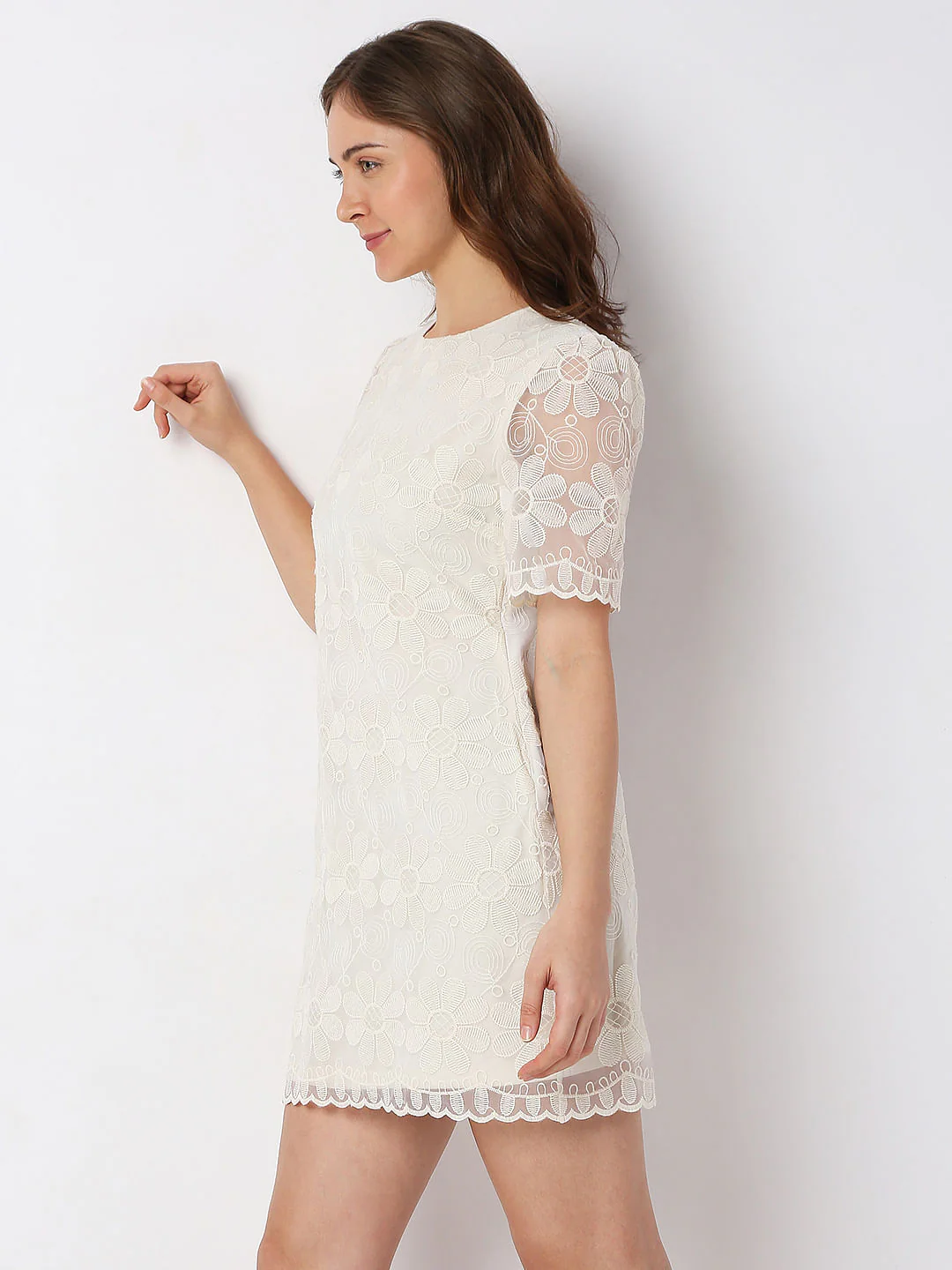 White Lace Mini Dress - Image 3