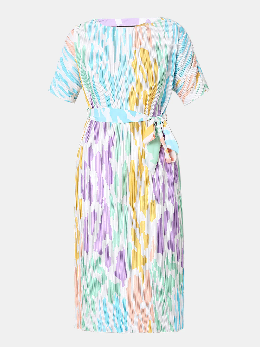 White Colourblocked Pleated Midi Dress - Image 6