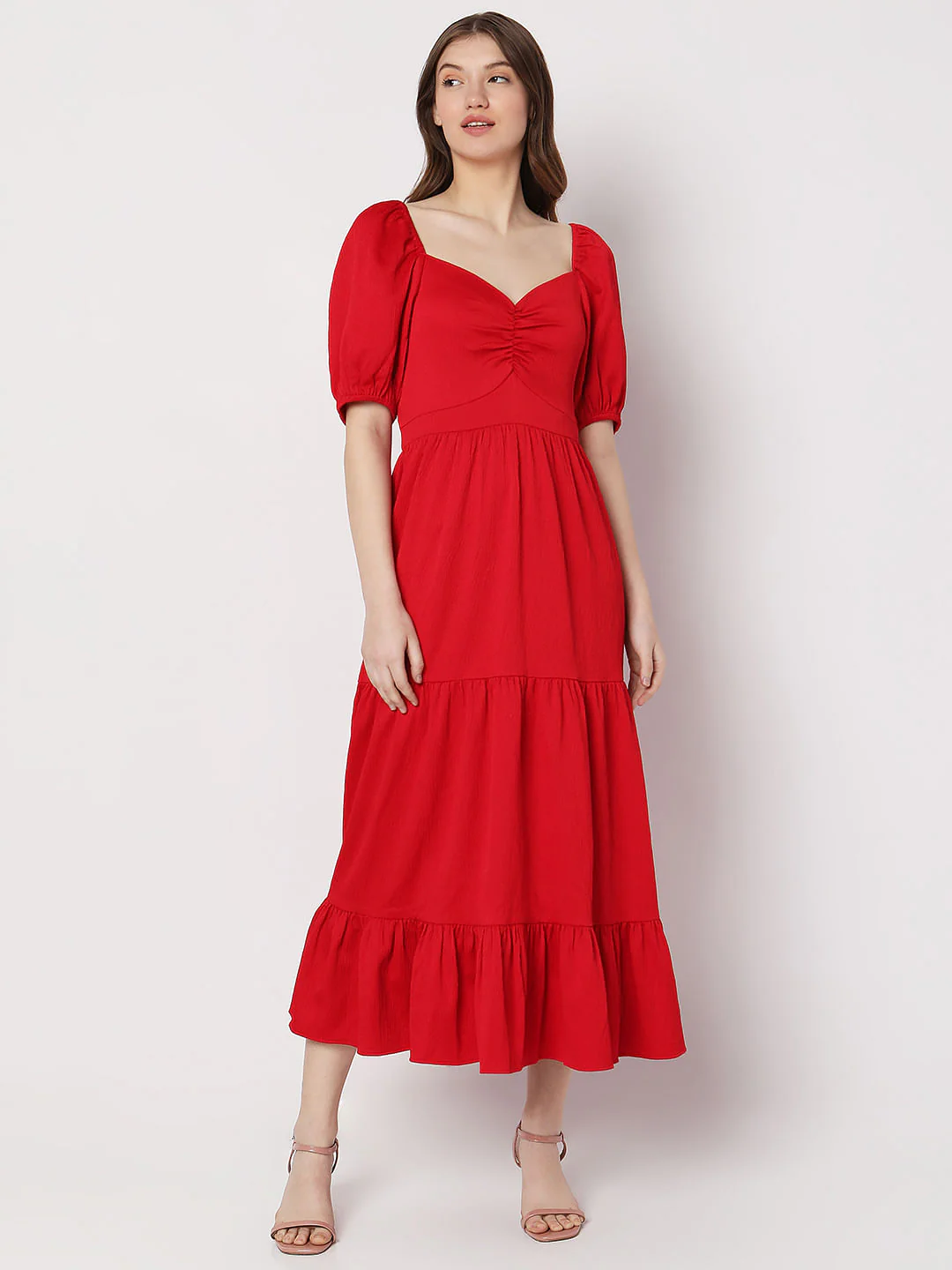 Red Tiered Maxi Dress - Image 2