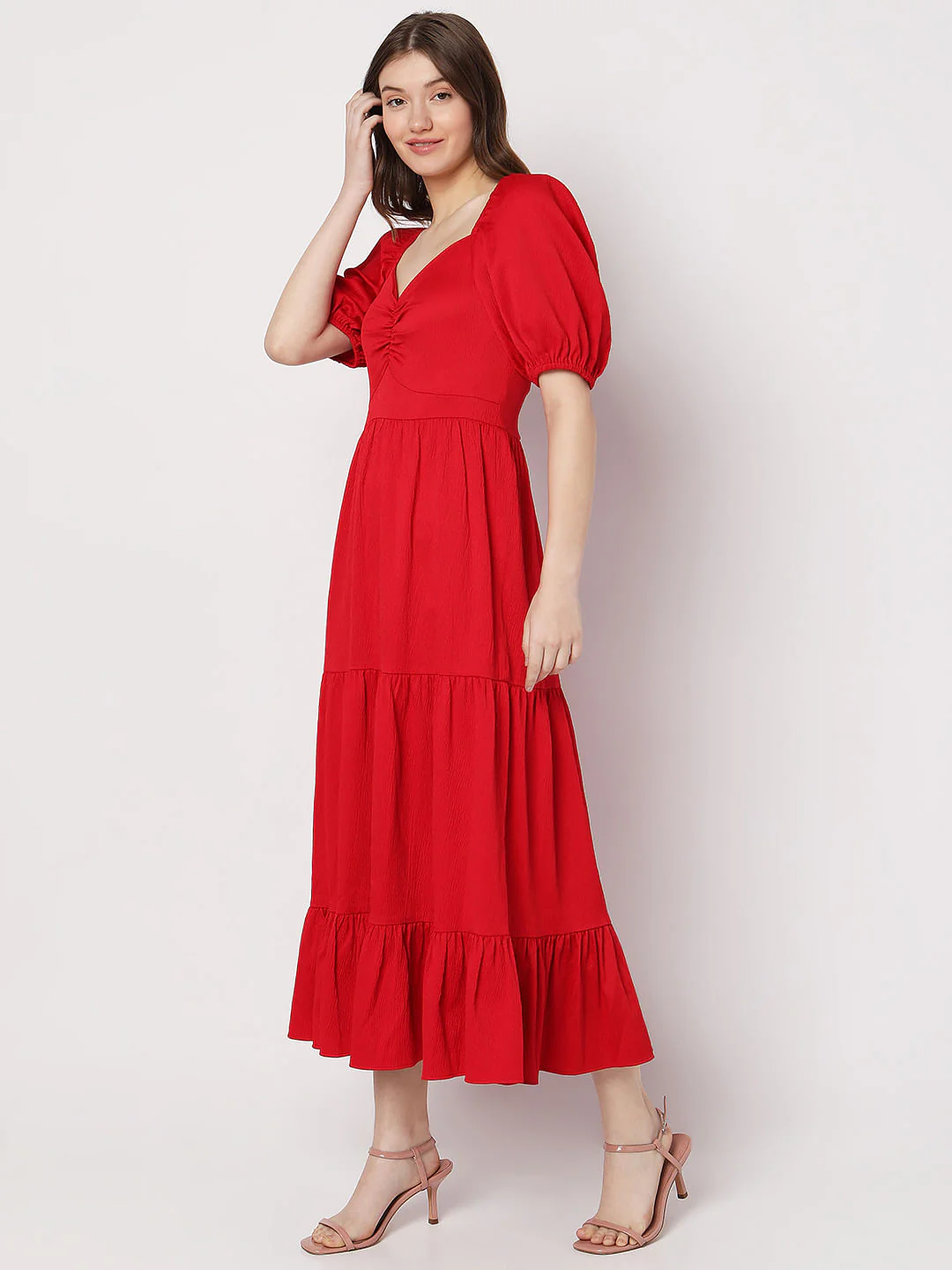Red Tiered Maxi Dress - Image 3