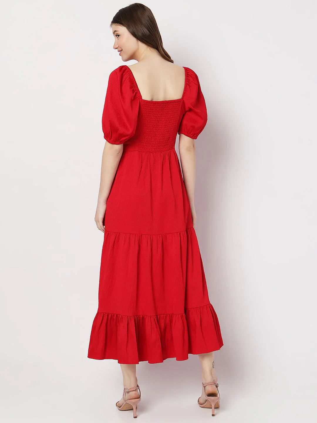 Red Tiered Maxi Dress - Image 4