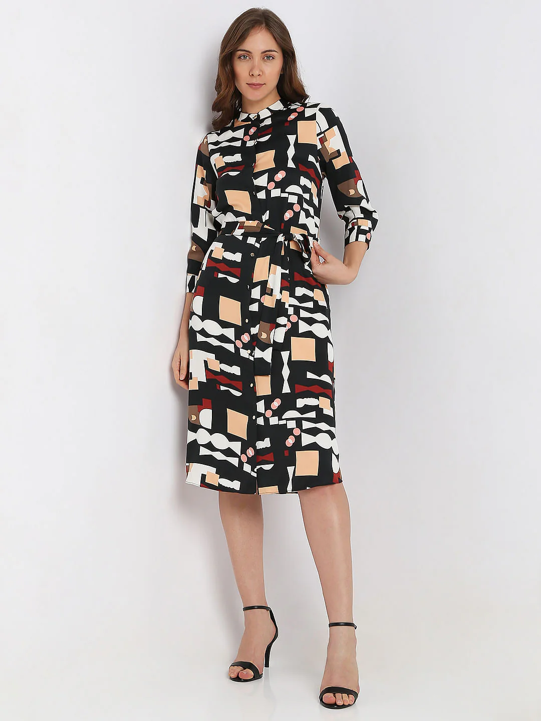 Black Geometric Print Midi Dress - Image 2