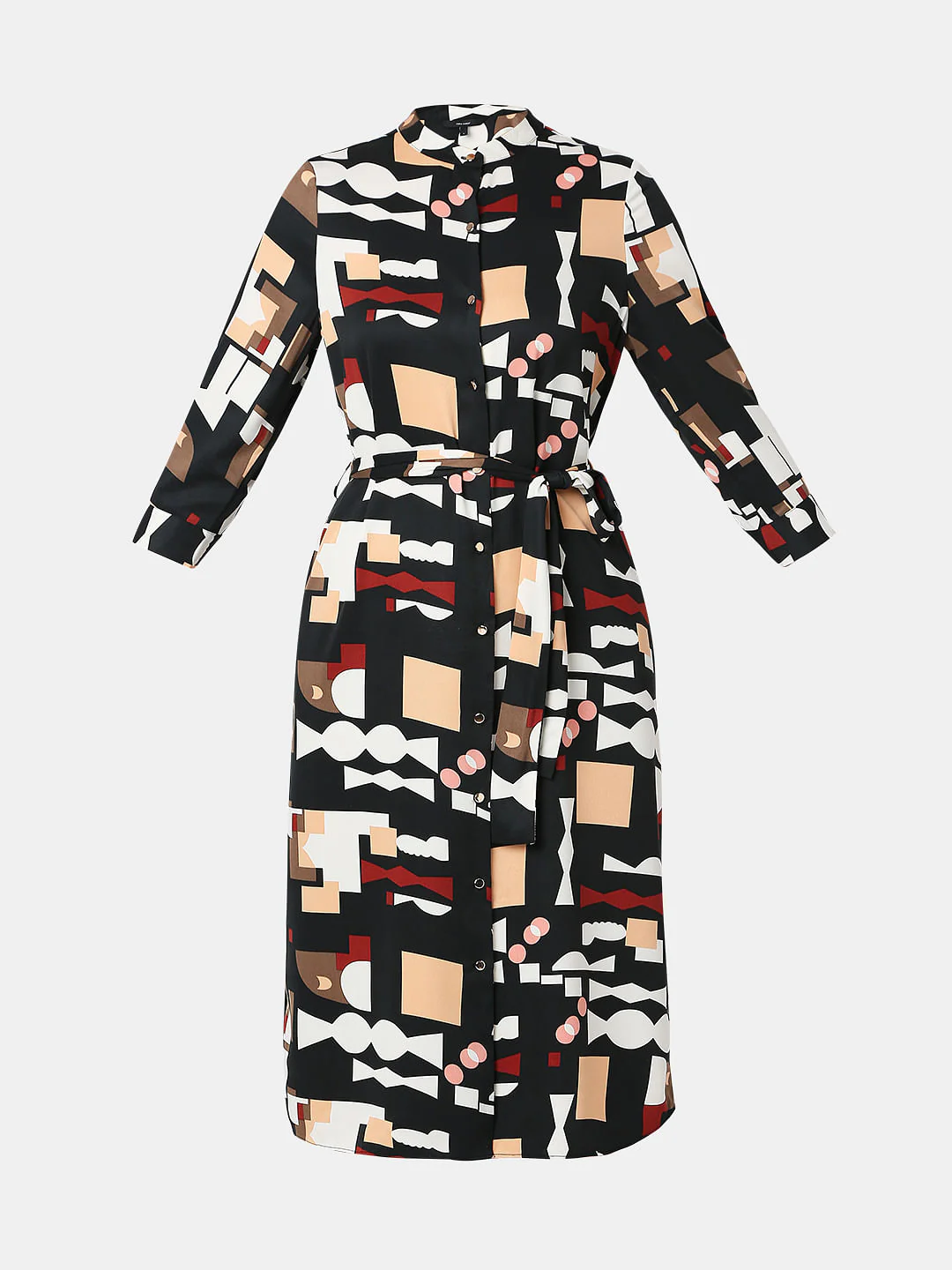 Black Geometric Print Midi Dress - Image 6