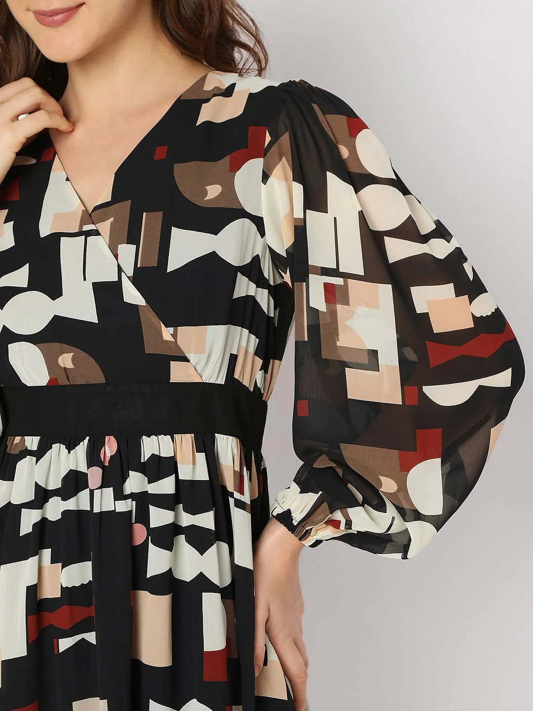 Black Geometric Print Mini Dress - Image 6