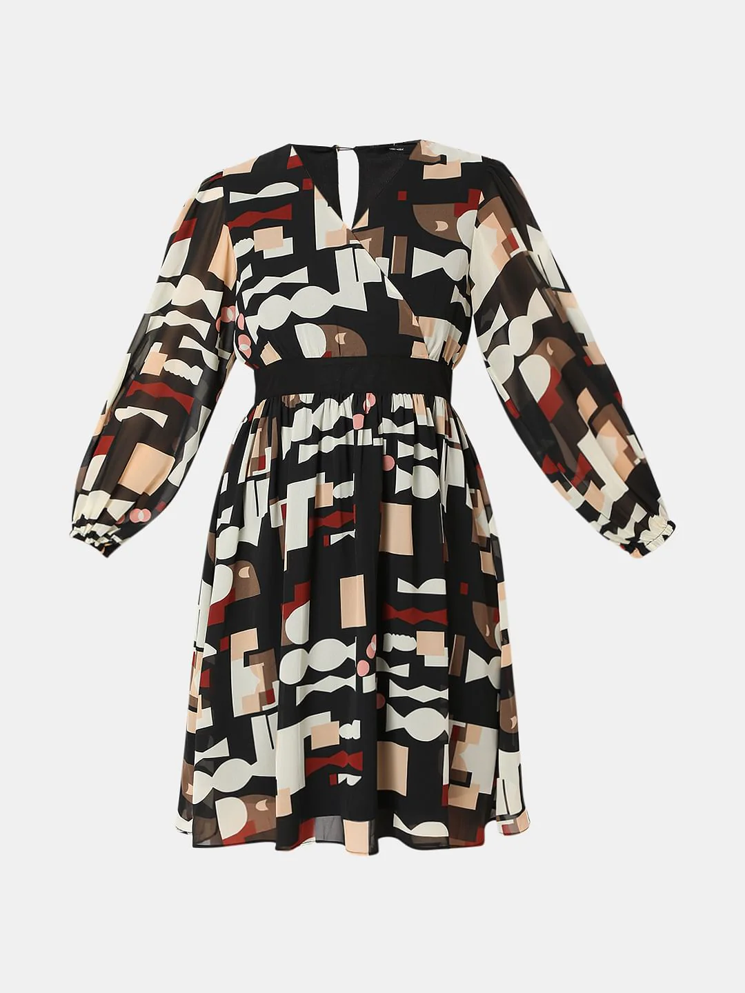 Black Geometric Print Mini Dress - Image 7