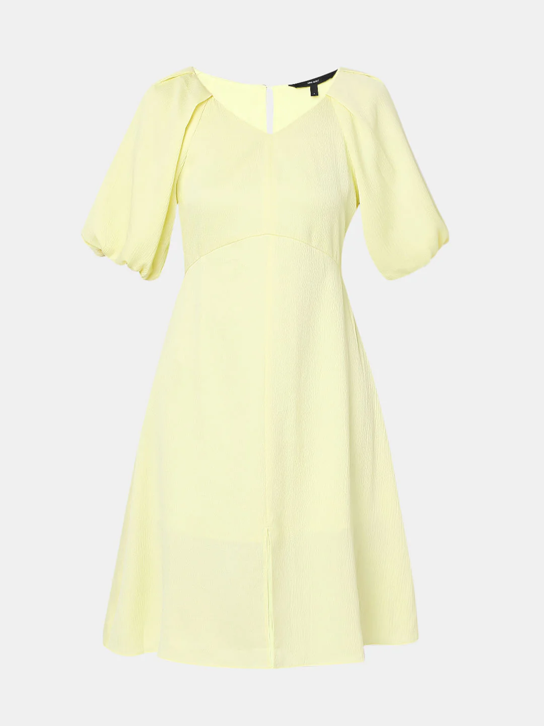 Yellow V-Neck Fit & Flare Dress - Image 6