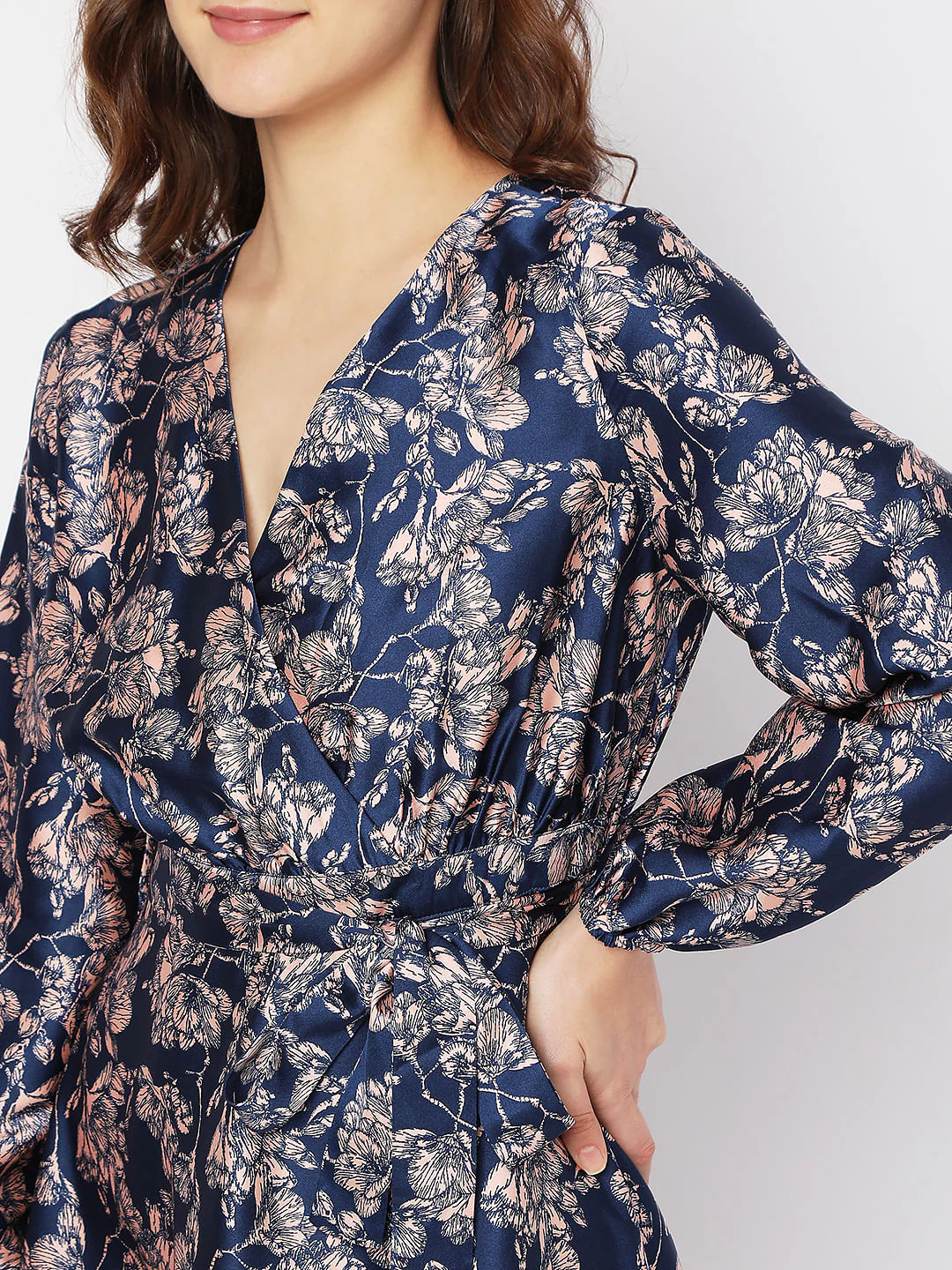 Navy Blue Floral Midi Dress - Image 5