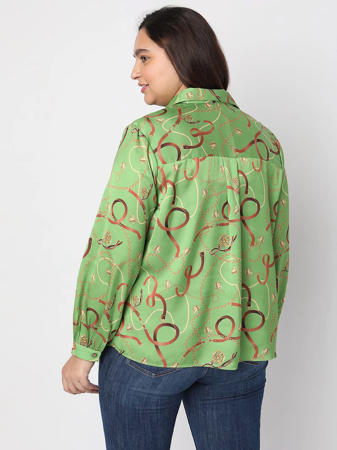 Curve Green Printed Shirt - Image 4