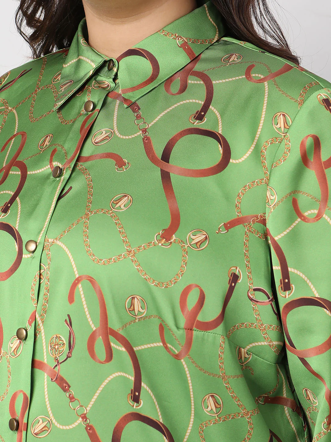 Curve Green Printed Shirt - Image 8