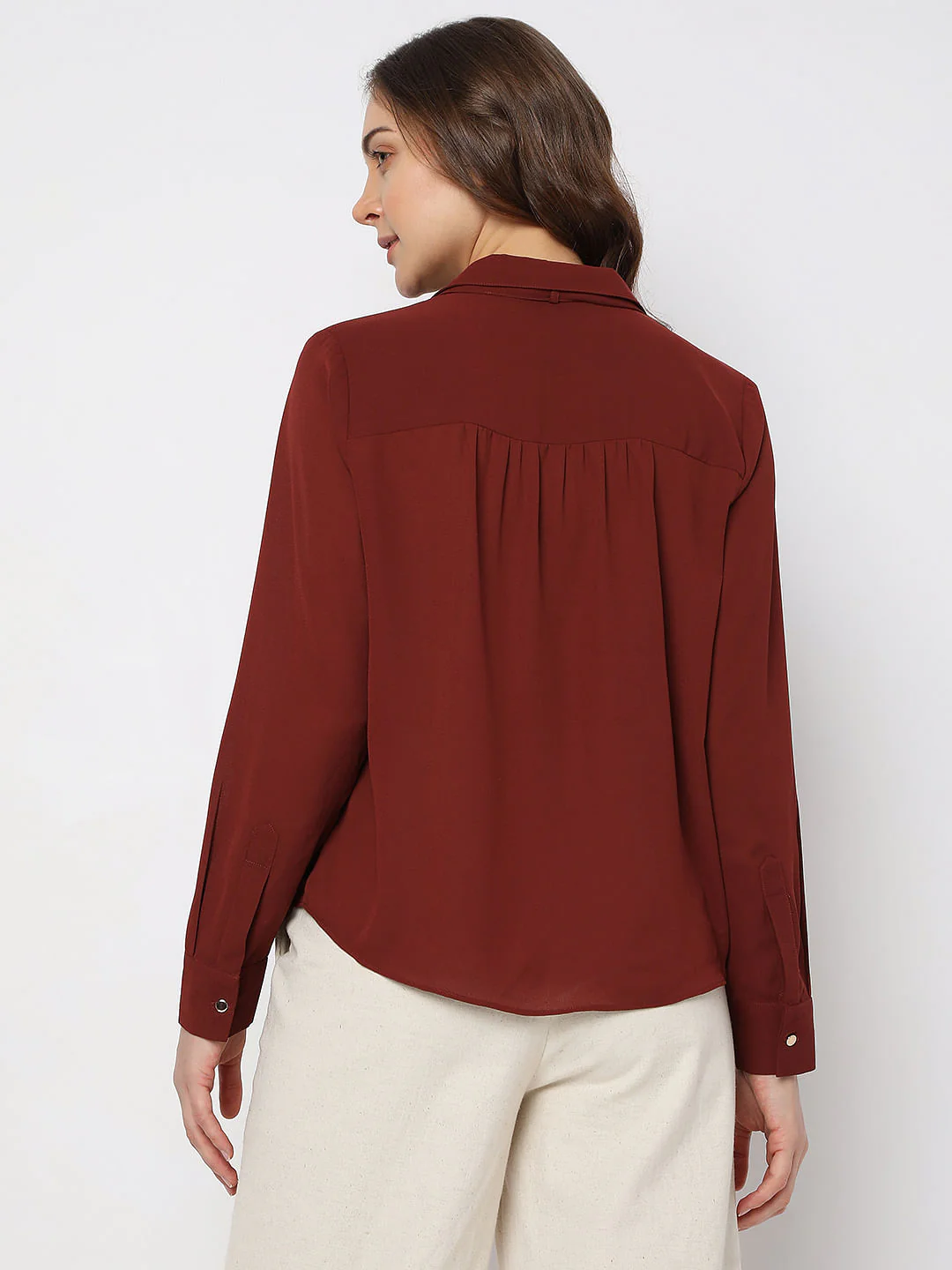 Brick Red Front Tie-Up Shirt - Image 4