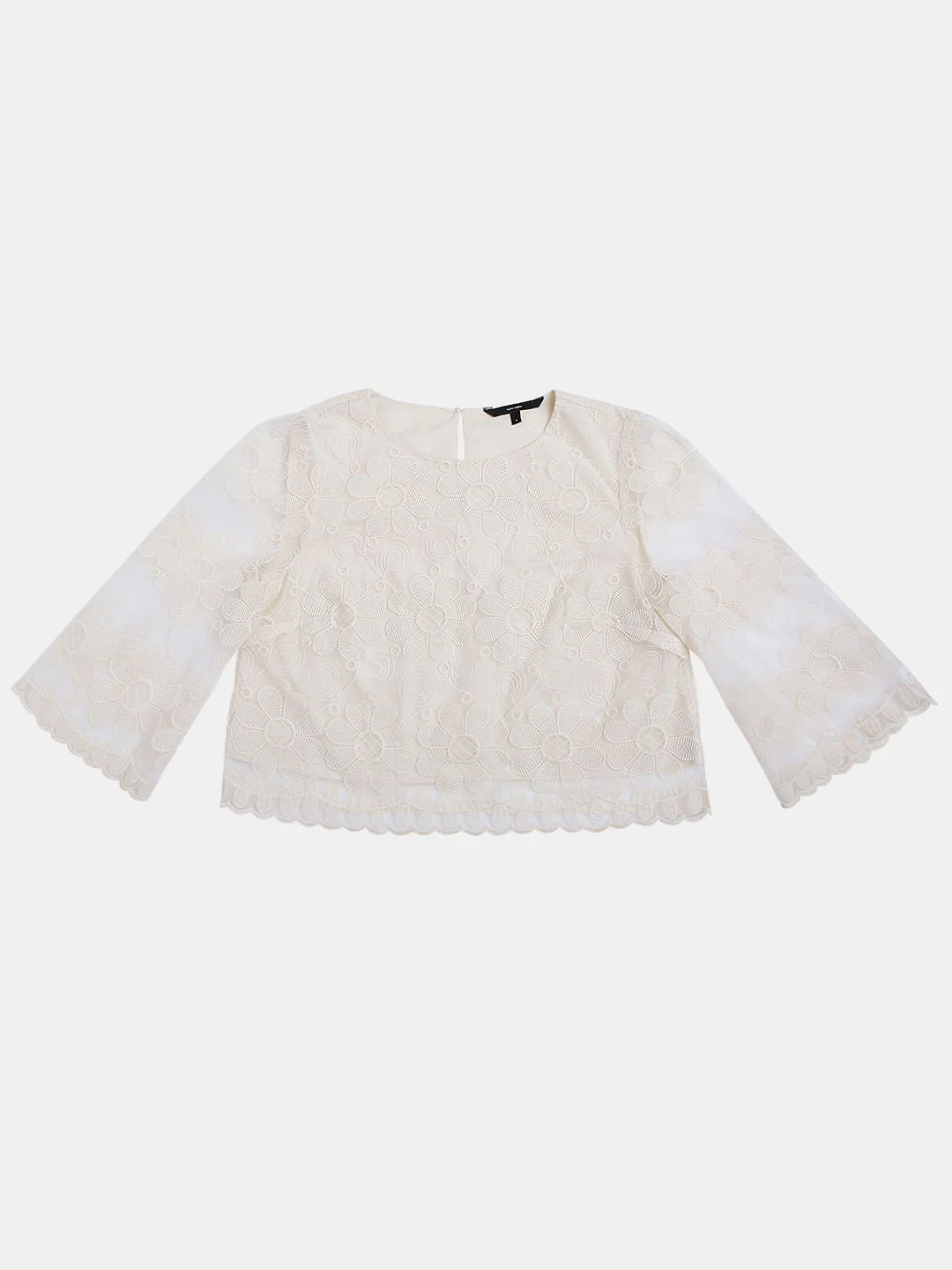 Beige Embroidered Lace Co-Ord Set Top - Image 7